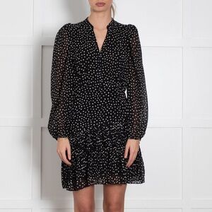 SUNCOO Black and White Polka Dot Mini Dress Small